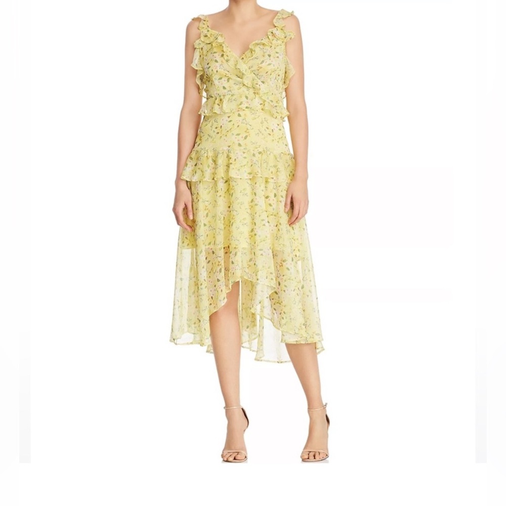Aqua NWOT Yellow Midi Dress with Mini Liner (Large)